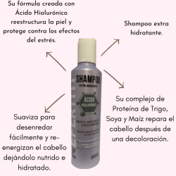 Línea ácido hialurónico shampoo extra hidratante el cuero cabelludo y repara a profundidad 300ml - Nefertiti